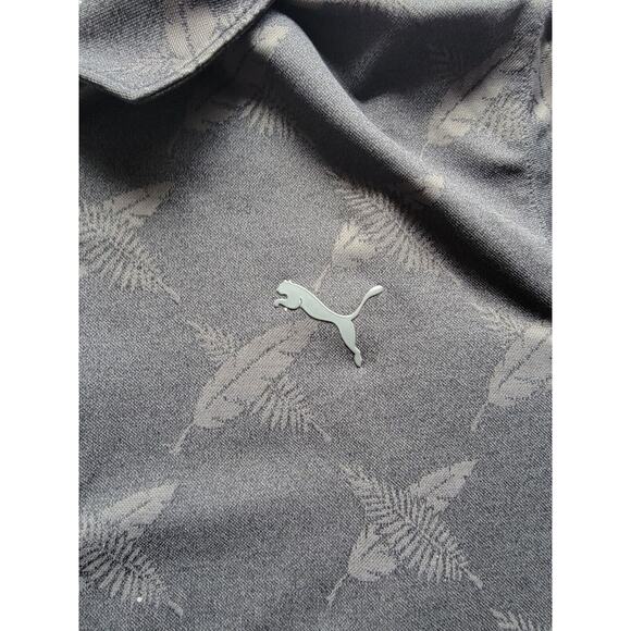 Puma Golf Polo Grey Feathers Size M Memorial Tournament Emblem On Sleeve - Picture 2 of 9